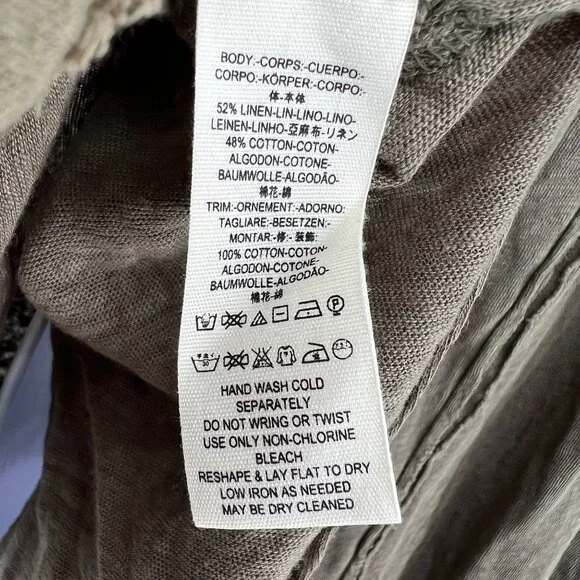 Free People Aster High-Low Henley Tunic Top Size XS Olive Green Linen Blend - Picture 8 of 10